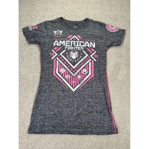 American Fighter Training Division Heather Gray Pink T Shirt Womens Large street